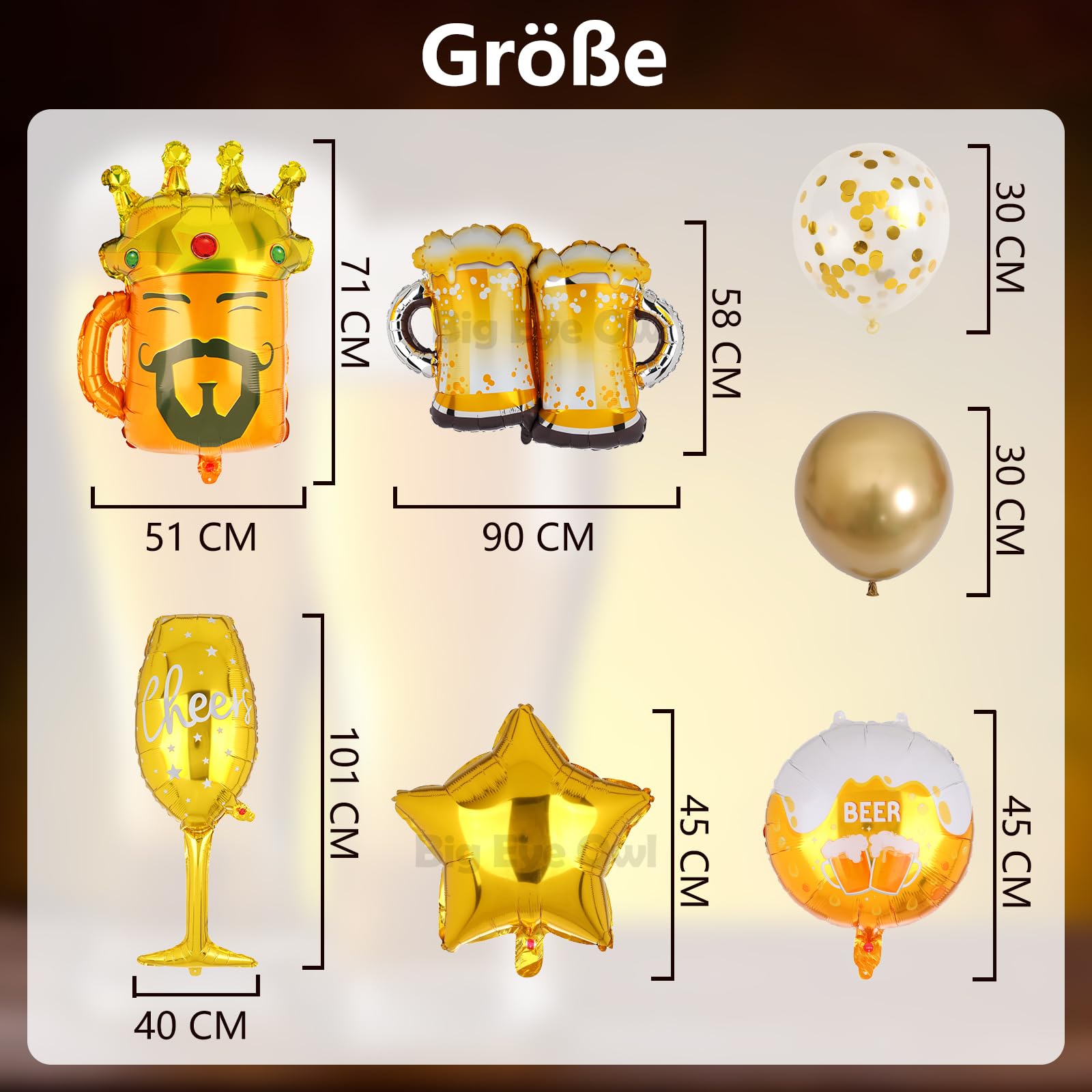 ALEGRE Bier Ballon XXL - Stehender Folienballon Für Oktoberfest Party