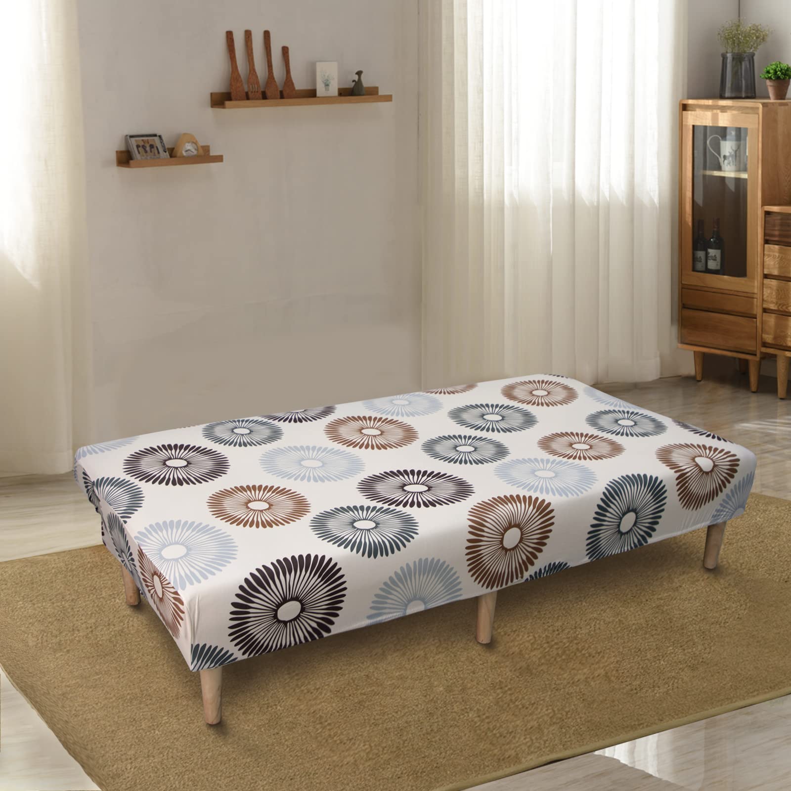 Lydevo Copridivano 3 Posti Senza Braccioli Elasticizzato Universale, Copridivano Letto Pieghevole Clic Clac Lavabile Rimovibile Estraibile, Fodera per Divano Futon per Soggiorno Casa,Fiore di Sole