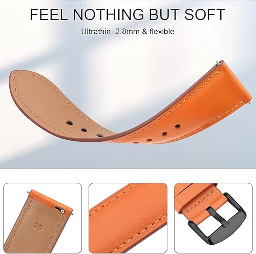 Miniatura 3 de Meliya Correa de cuero para Samsung Galaxy Watch 3 bandas de 1.614 in para mujeres y hombres, correa de repuesto ajustable de cuero suave de 0.787