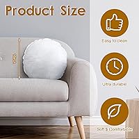 Vista 2 de Tatuo 6 piezas de cojín redondo a granel blanco decorativo para sofá, cojín y cama (16 pulgadas)
