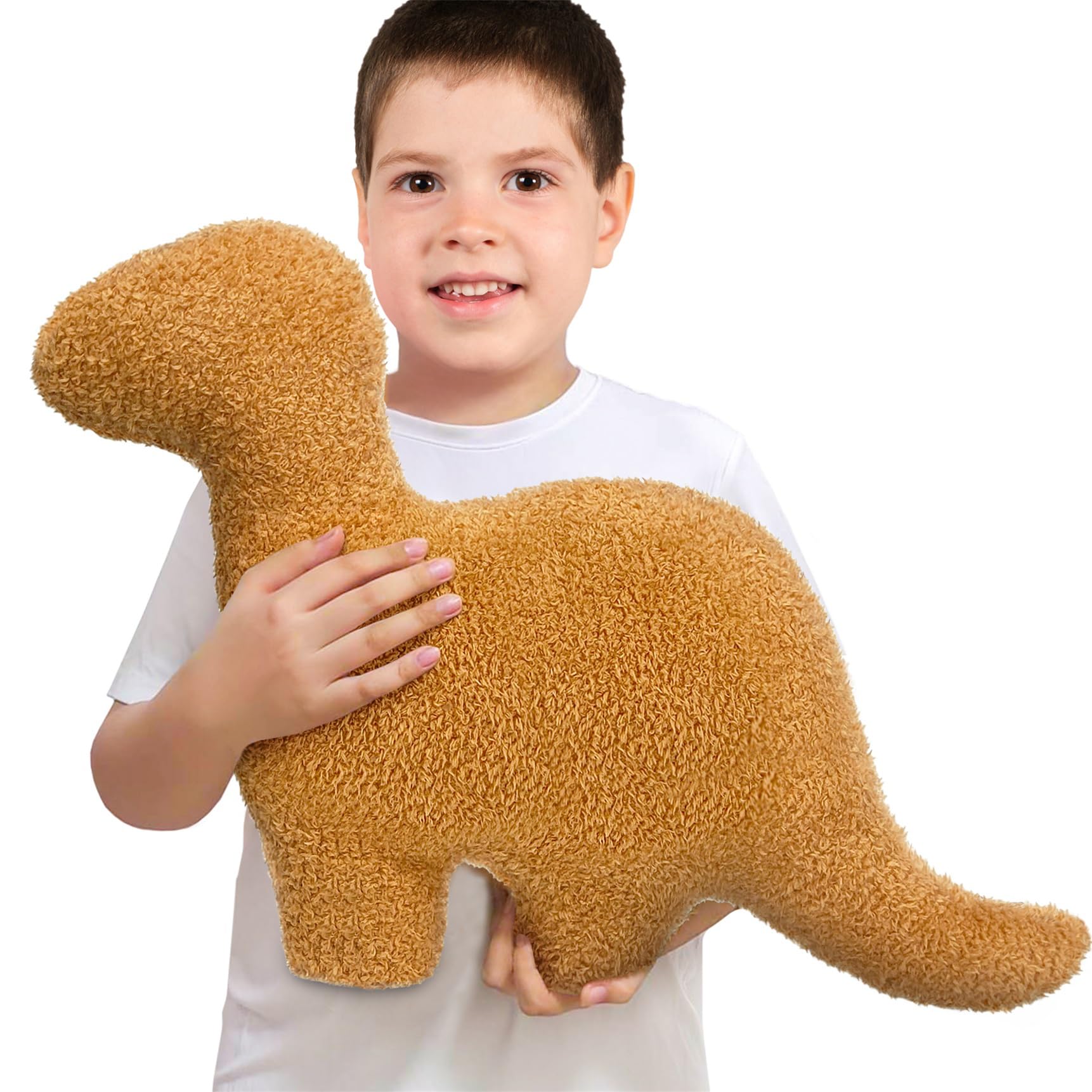 Aiideals Dino Nuggets Pillow, Dinosaur Chicken Nuggets Plush Funny Gifts for Teen Boys Girls, Fun Throw Pillows Cute Room Decor for Teens Adults Dinosaur Gifts (Large, Brontosaurus)