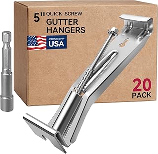 Gutter Hangers 5 inch - 20 Pack Gutter Brackets with Pre-Assembled Screw, Hidden Gutter Hangers for Repair Sagging Rain Gutters