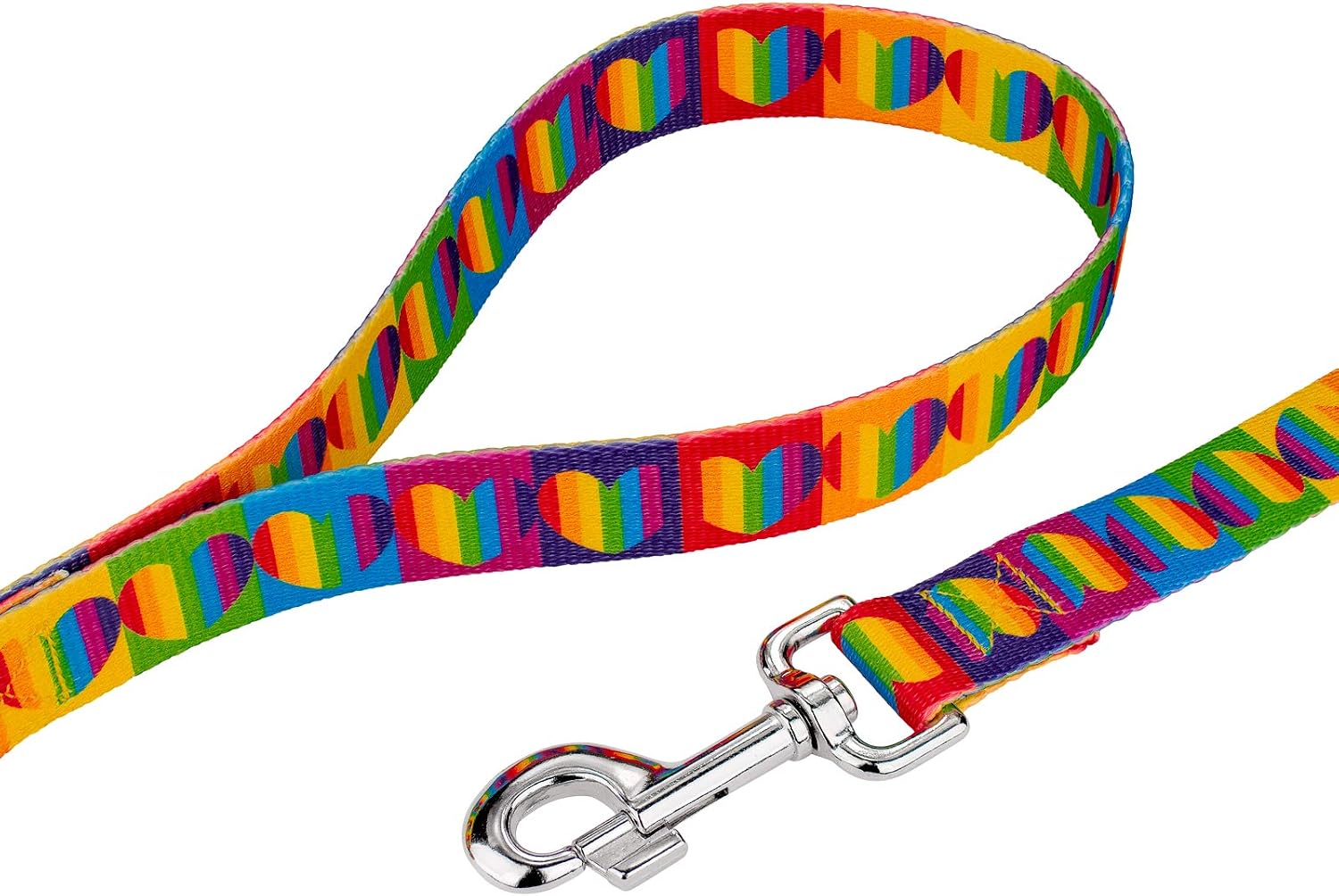 Country Brook Petz - Rainbow Hearts Everyday Dog Collar and Leash - Affection Collection Featuring Designs You'll Adore (1 Inch, Large)