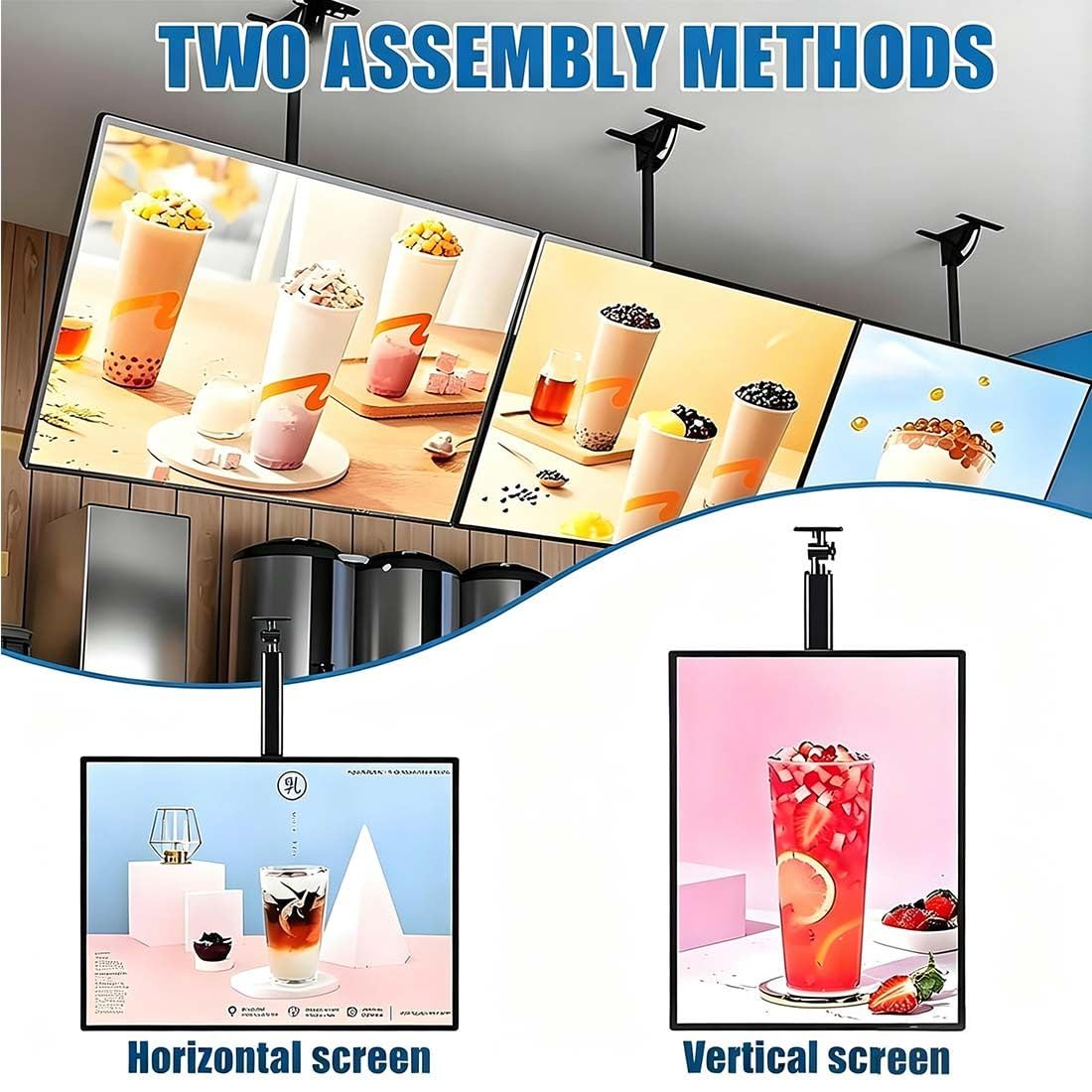 Caja De Luz LED para Menú De Techo Montada En Pared, Cartelera De Caja De Luz con Marco a Presión Delgado 3D, Letrero De Tablero De Exhibición con Varilla Telescópica 4pcs-50 * 60cm