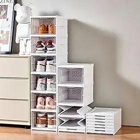 BEMMY Sapateira Organizador Sapatos Empilhável Vertical 6 Andares, Caixa para Guardar Sapatos