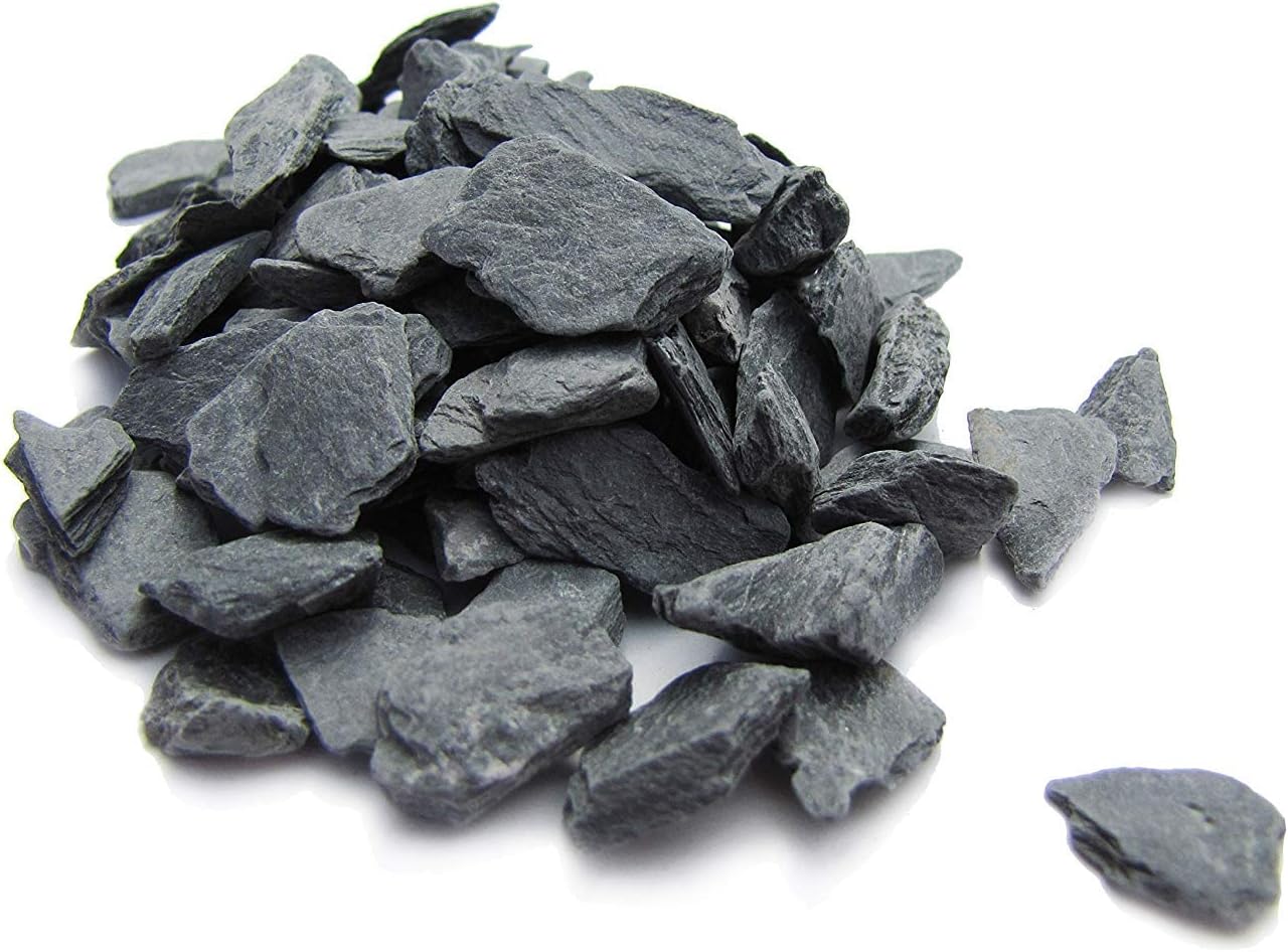 Natural Slate Stone - 1/4 to 1/2 inch Slate Gravel for Miniature or Fairy Garden, Aquarium, Model Railroad & Wargaming 1lb