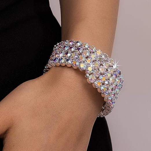 Amazon.com: Chargances Multi Row Crystal Bracelet Stretch Aurora