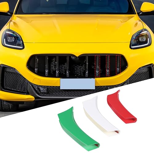 3 Color Front Grill Insert Cover Trims Compatible with Maserati Grecale 2022 2023,ABS Plastic Car Front Grill Decoration Strips Exterior Accessories-3PCS — Amazon listing image