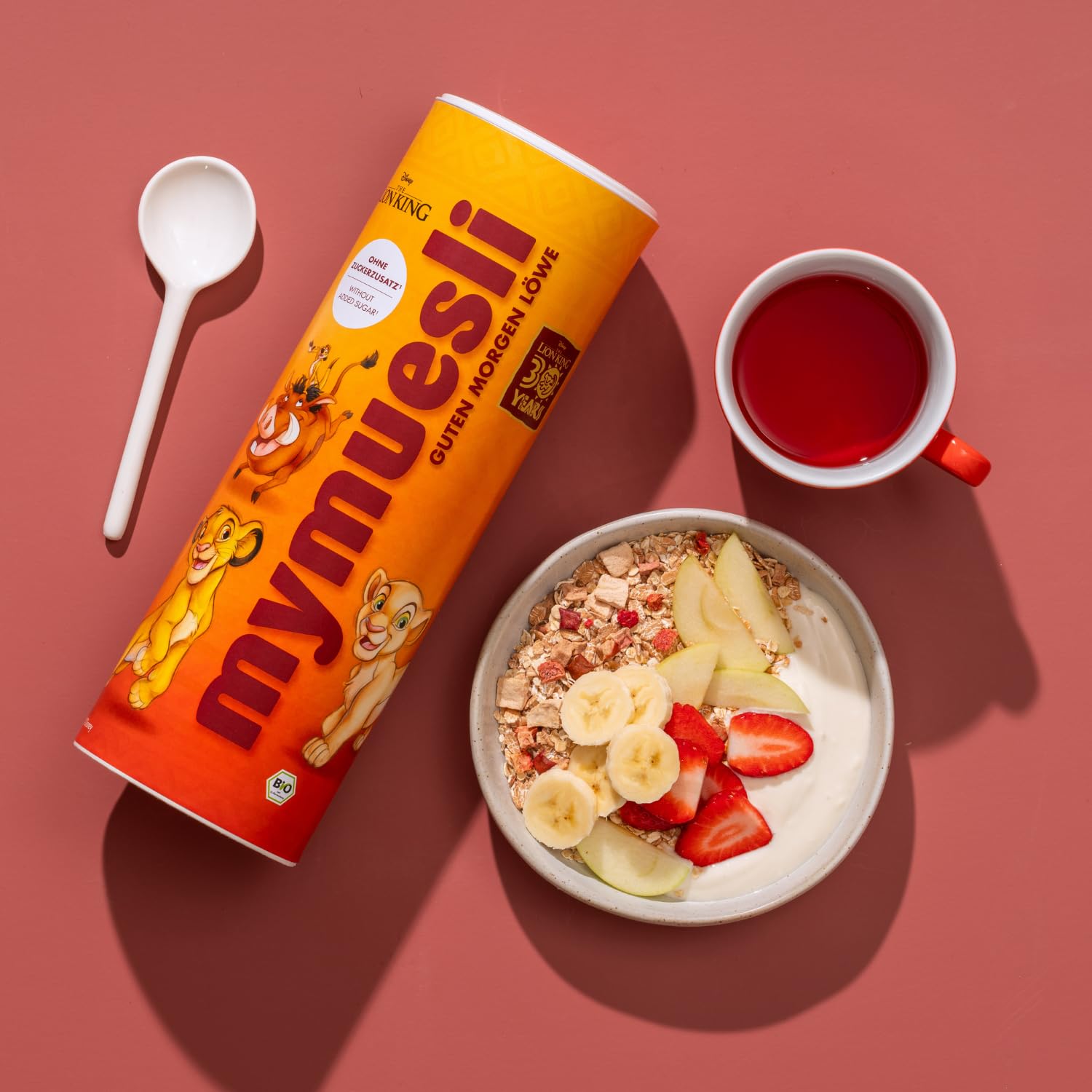 mymuesli Bio Disney Müsli Set (4 Sorten + 6er Geschenkbox) – Zuckerarmes Kinder Bundle mit Morning Princess, Erdbeerzauber, Schoko-Himbeer & Guten Morgen Löwe – Bio Frühstückscerealien, palmölfrei