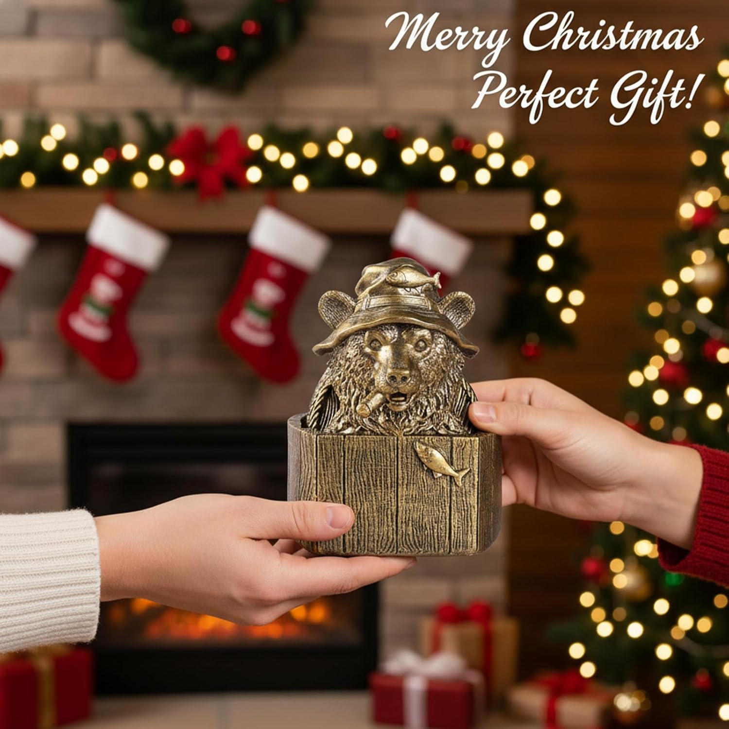 Cabin Coasters Set 6 Full Size Non-Slip Bar Coasters, Indoor Christmas Decorations, Man Cave Gifts for Men, Rustic Handmade Decor for The Home (Bear) - Image 8