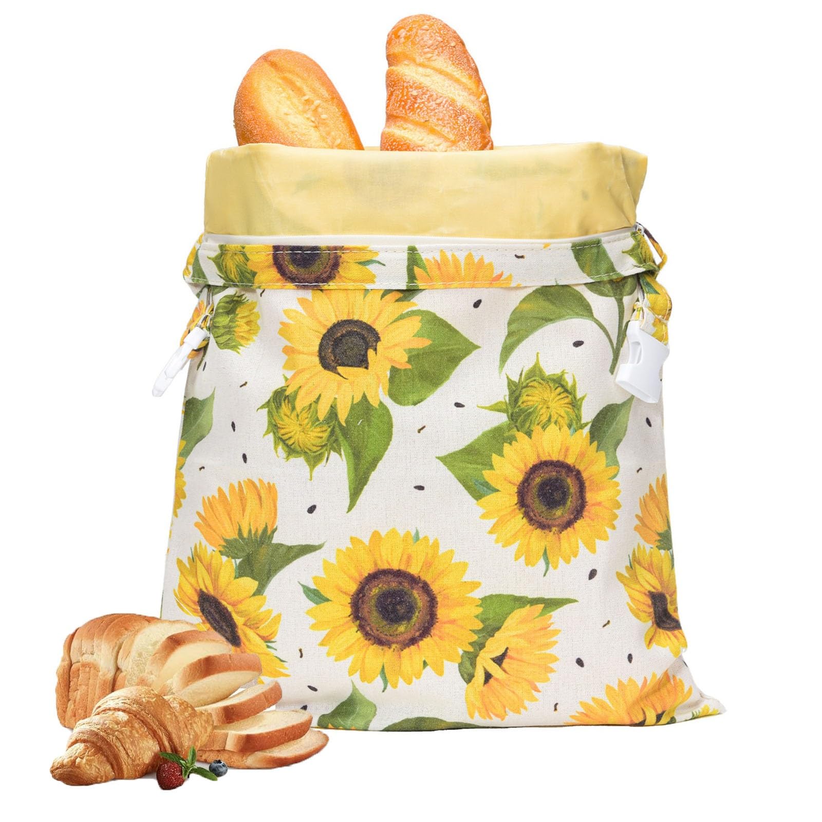 SQOYEI Homemade Linen Beeswax Bread Bag Refrigerated Fresh Keeping Sourdough Bread Bags Reusable Bread Storage Bags Portable for Schools