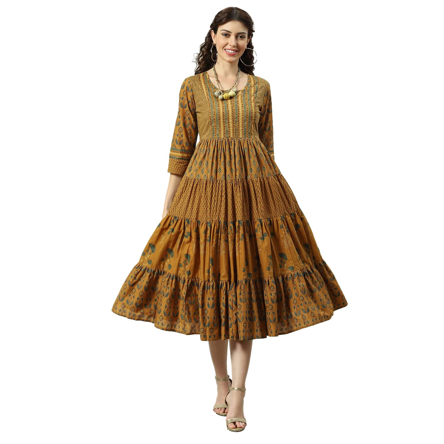 biba Women Cotton Flared Printed Dress-picture-22