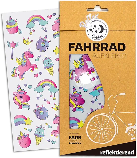Reflektierende Einhorn Aufkleber Set – Wetterfeste Reflex-Sticker für Fahrrad, Helm & mehr – 29 Stück