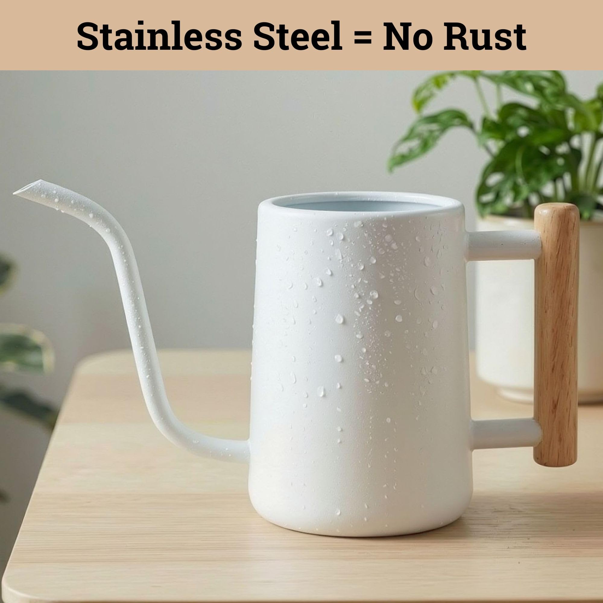 HB Design Co. Arrosoir d’intérieur avec Long Bec, 1 l, Blanc, pour Plantes d’intérieur, Adorable, de Petite Taille