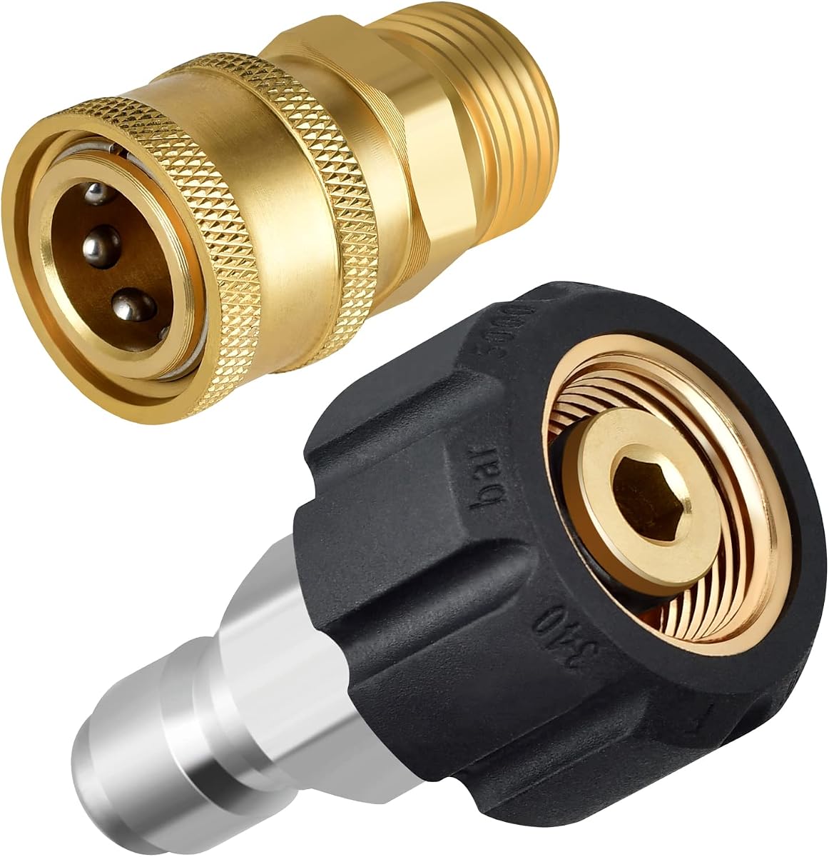 Pressure Washer Adapter Kit, 3/8 in Quick-Connect x M22-15mm Connections, Pressure Washer Quick Connect Set, 5000 PSI, High Pressure Hose Connect Kit for Home, Garden, Vehicles Cleaning