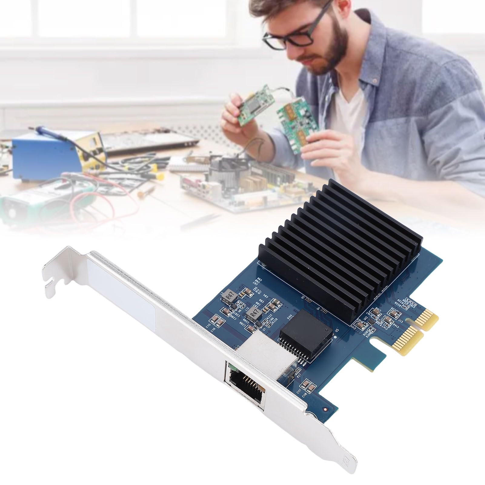 GOWENIC Adaptador Ethernet de Alta Velocidad de Tarjeta de Red PCIe 10G para PC con Puerto RJ45 e Interfaz PCI Express Gen 4.0