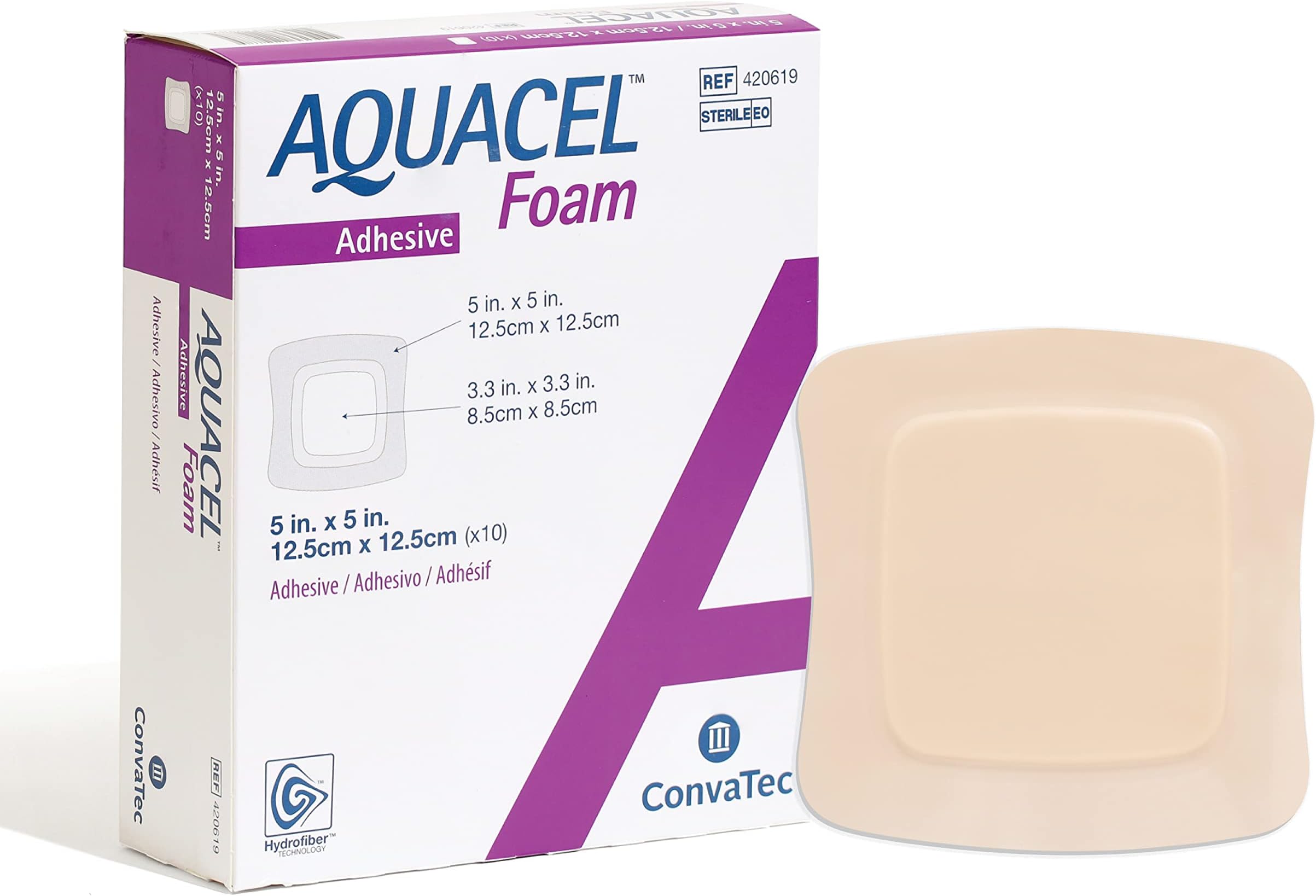 ConvaTec Aquacel Gelling Adhesive Foam Dressing 5" x 5" (Box of 10 Each)