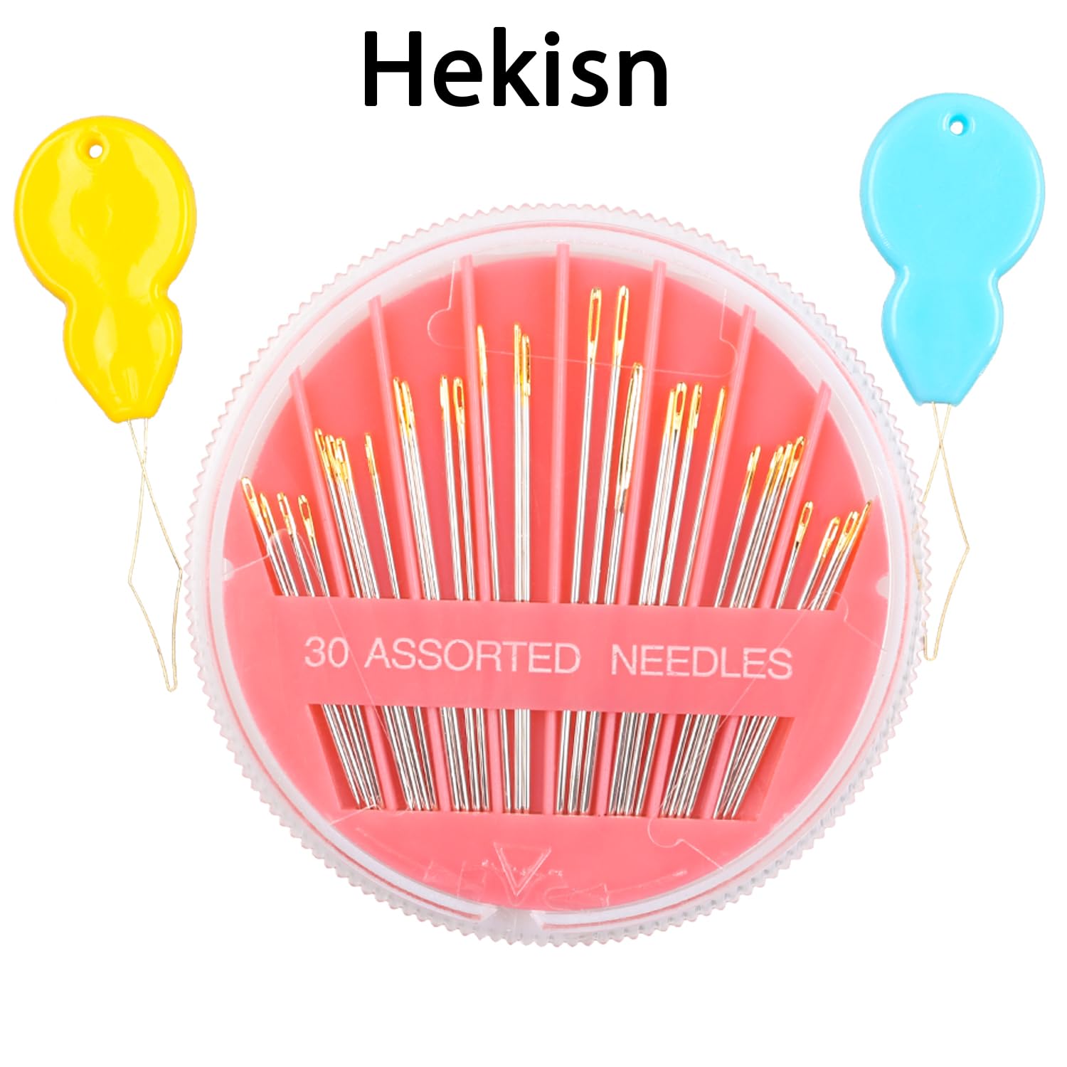 Hekisn 30 agujas de coser a mano de alta calidad, 6 tamaños, 30 agujas de coser surtidas, agujas de costura grandes para reparación de costura a mano, agujas afiladas, agujas de coser para reparación