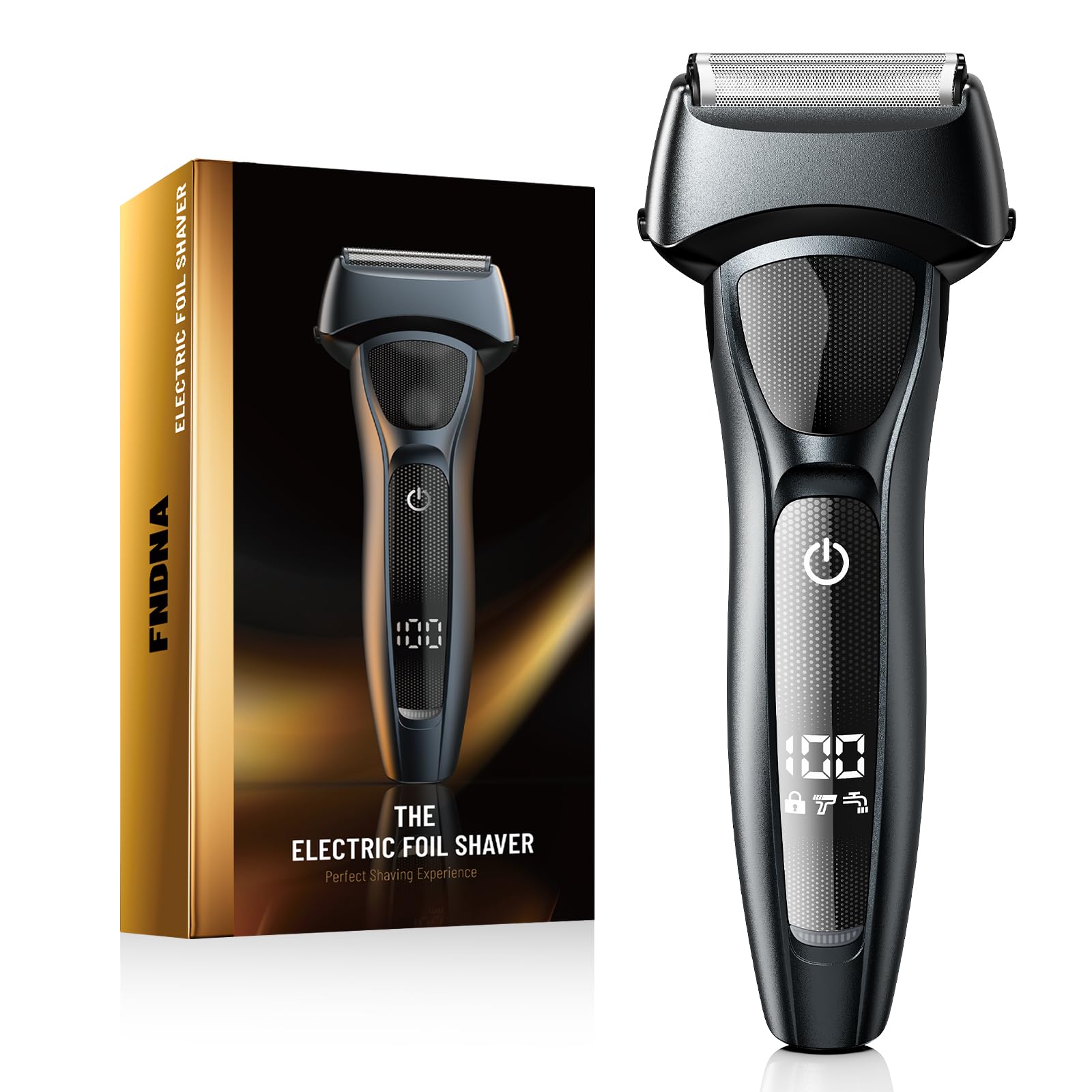 Photo 1 of FNDNA Rechargeable Electric Razor for Men: Floating Foil Shavers with LED Display - Waterproof Wet Dry - 30° Precision Blades, Travel Lock, Face Shaving