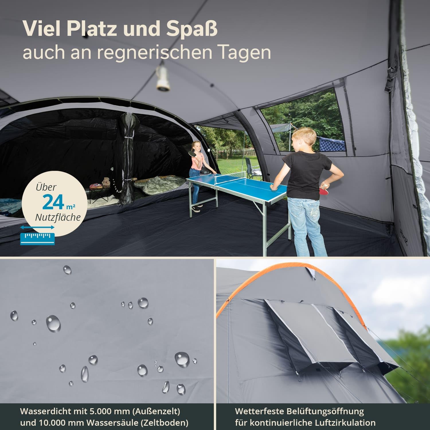 Skandika Gotland 6 Protect - tende da campeggio familiare - zanzariera - 540 x 450 cm - Pavimento cucito - Colonna d`acqua 5000mm