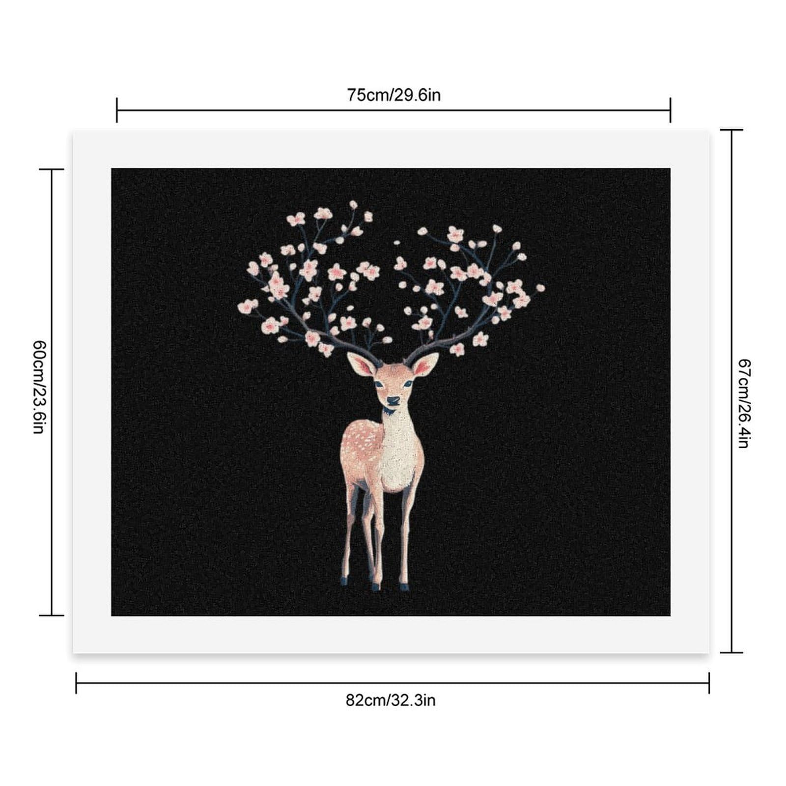 Malen nach Zahlen, Motiv: Hirsch mit Geweih, Kirschblumen, lustiges Malen-nach-Zahlen-Set für Erwachsene, Baumwolle, digitales Ölgemälde, Heimdekoration, Geschenk, 60 x 75 cm
