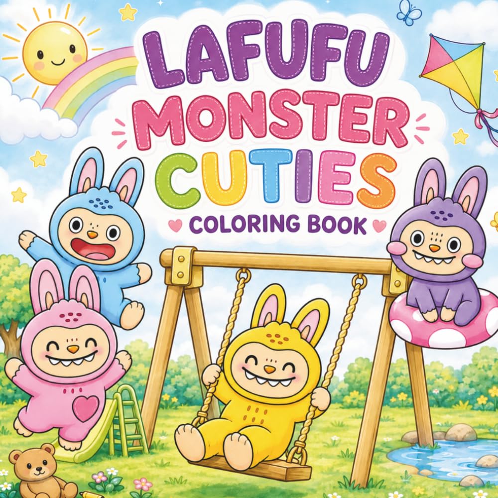 Lafufu Monster Cuties Coloring Book: 30 Bold & Easy Coloring Pages | For Kids & Adults