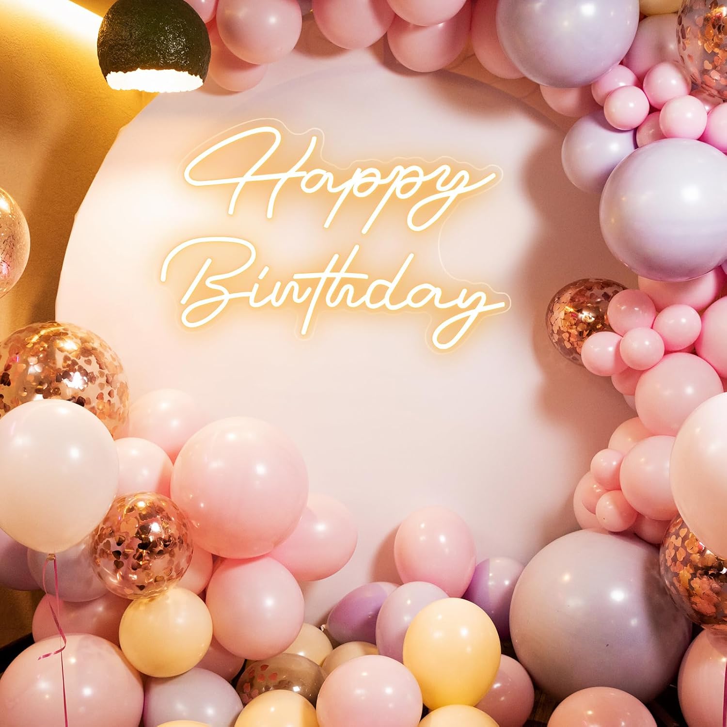 30" x 21" Happy Birthday Neon Sign Large Happy Birthday LED Neon Light Signs with Dimmable Switch 12V Power Adapter for Party Wall Decoration Bar Rave Home Decor Backdrop(Warm White,30" x 21") - Image 7