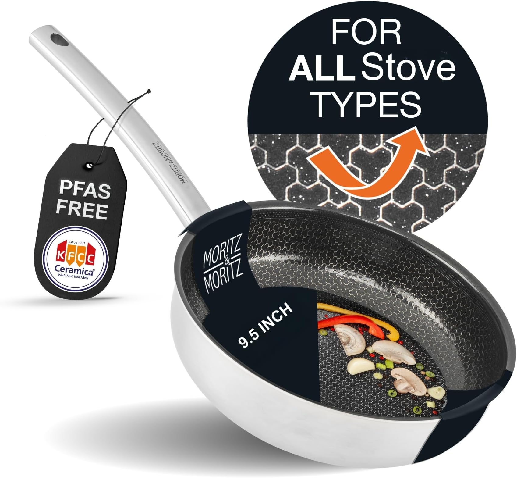 SNOWCLAD Wokpfanne 32cm - Induktionsgeeignet Mit Deckel & Antihaftbeschichtung