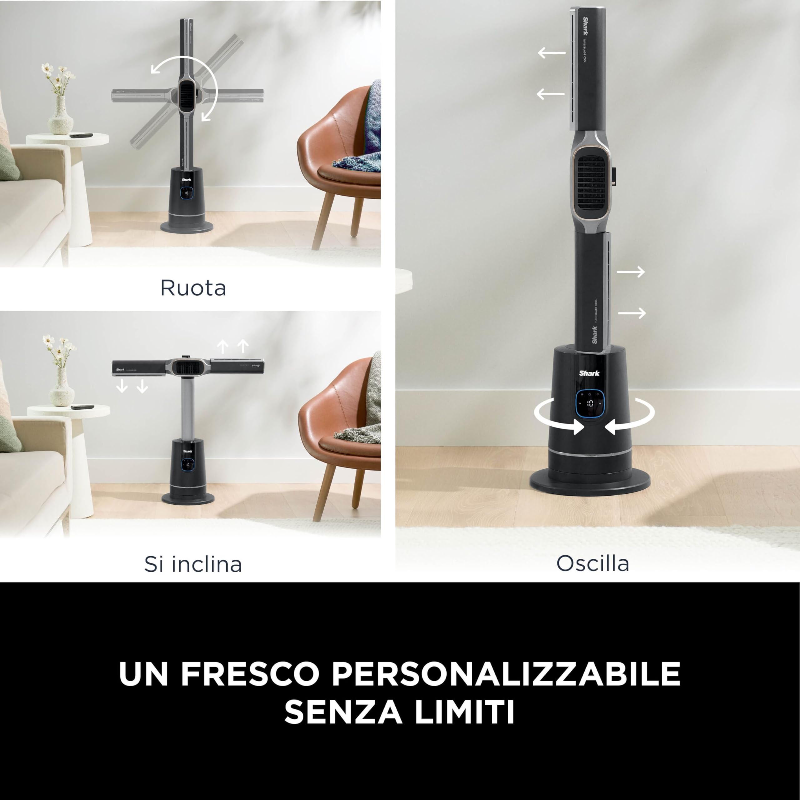 Shark TurboBlade, Ventilatore Senza Pale Multidirezionale, Nero, TH200EU