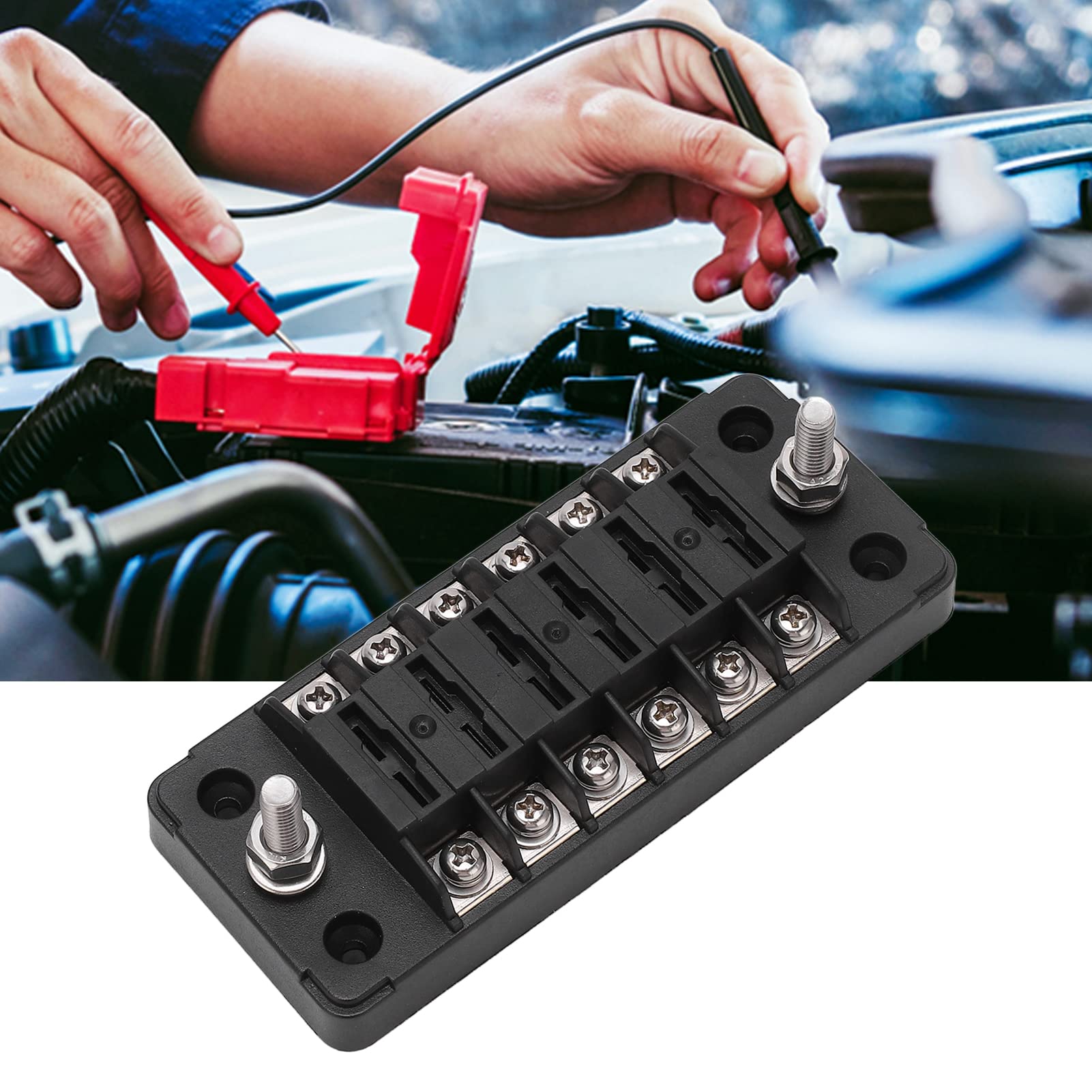 CFLJHX Bloc De Fusibles à Lame à 6 Voies, Boîte à Fusibles Marine, Panneau De Fusibles Automobile Avec Bus Négatif Et Capuchon étanche, DC 10-32 V (6 Voies