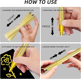 SFAIH Gold & Silver Acrylic Paint Markers - 8 Pack 2-3MM Medium Tip & 0.7MM Extra Fine Paint Pens for Rock Painting, Wood, Metal, Fabric, Plastic, Canvas, Glass, Ceramic, Diy Crafts