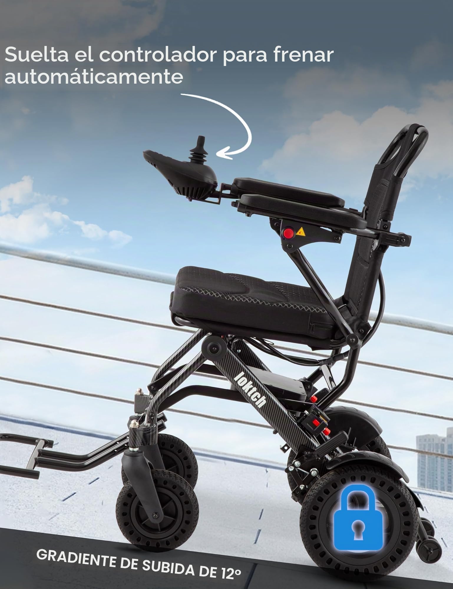 Silla de ruedas eléctrica ligera para adultos, sillas de ruedas eléctricas ligeras de 12.7 kg para adultos, 13 km de largo alcance, silla de ruedas motorizada inteligente para personas mayores