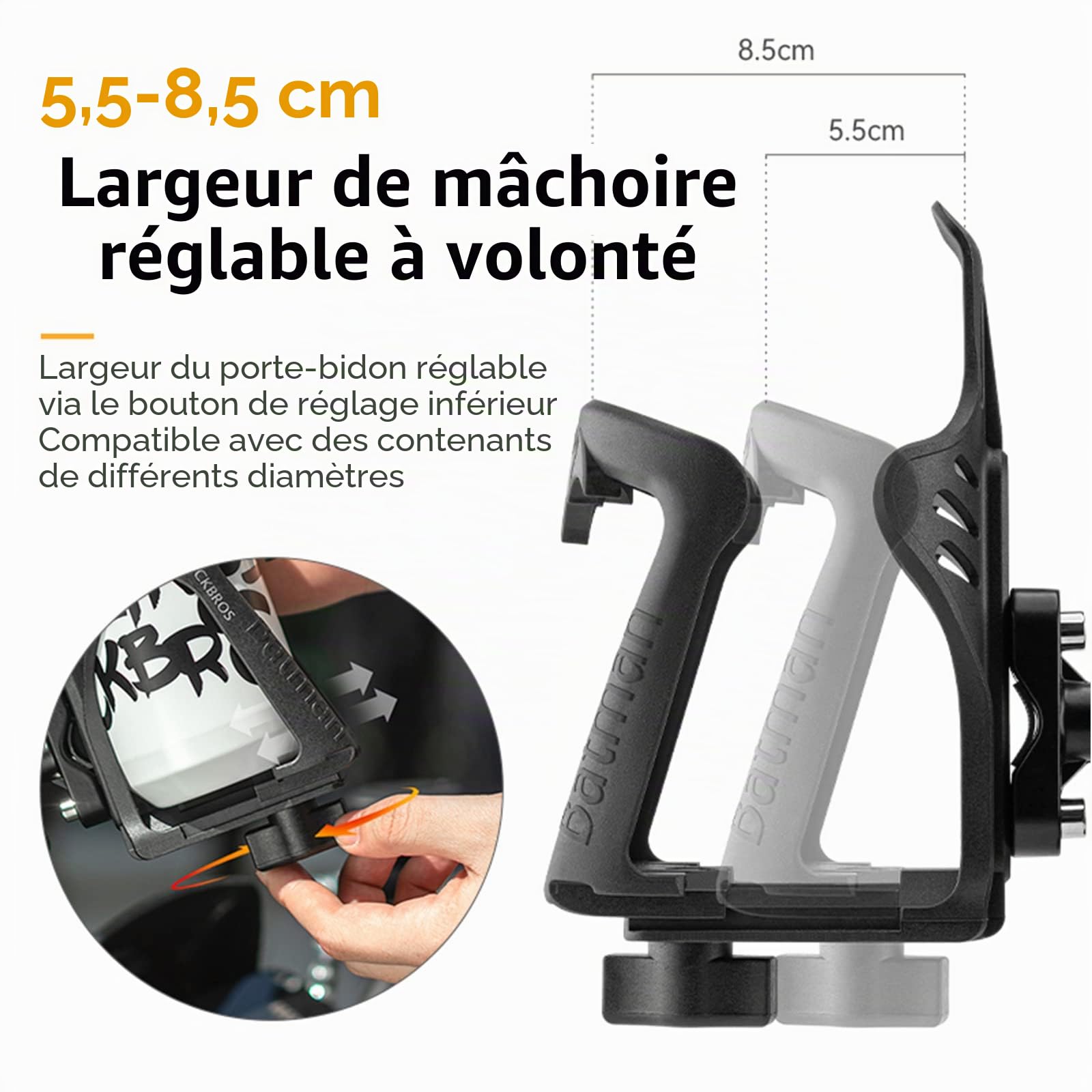 ROCKBROS Porte-bouteille pour vélo, moto, avec rotation à 360 °, réglable, léger, porte-gobelet pour vélo, moto