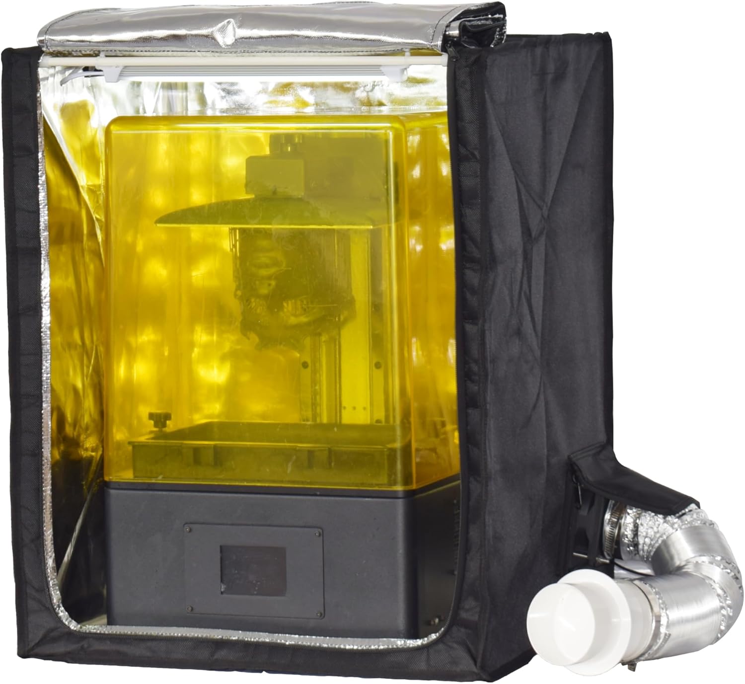 3D Printer Enclosure with Ventilation Kit & LED Lighting– Thermal Insulation Cover & Fume Extraction Tent for FDM/DLP/SLA/LCD 3D Printers(Size 400 * 480 * 600mm)
