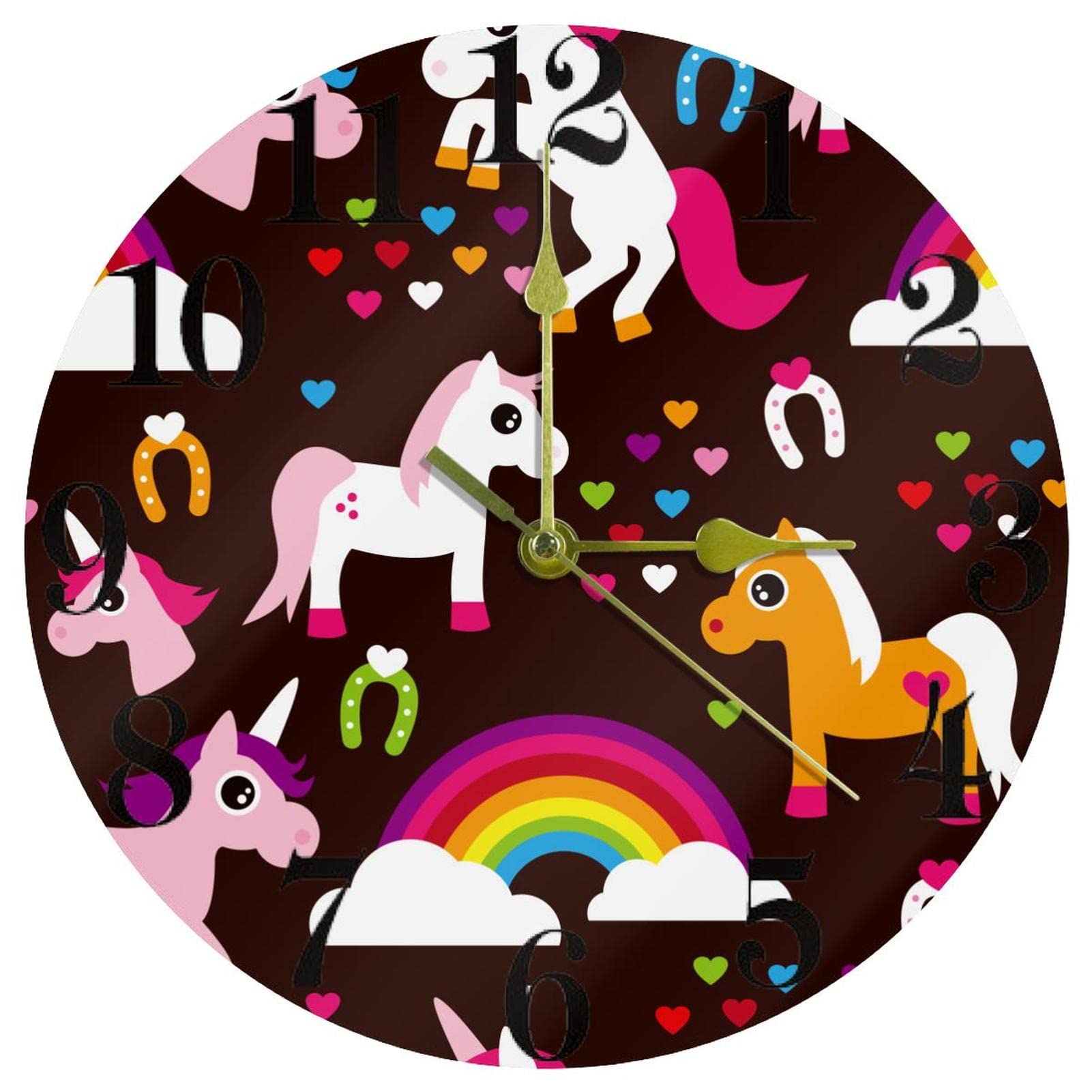 Horloge murale licorne noire, une idée cadeau originale et sans tic-tac