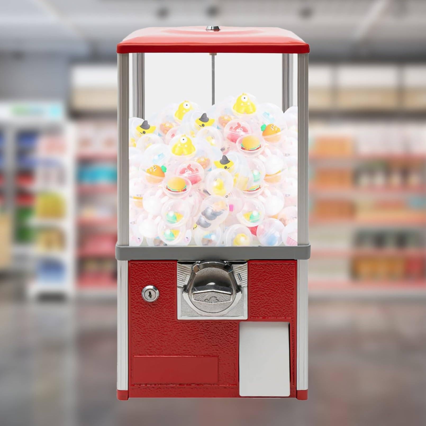 MYUYEE Vending Machine, Mall Capsule Dispenser, Capsule Toy Gachapon Machine With Lock, Suitable For 4.5-5.5Cm Diameter Capsule Toys (Red)