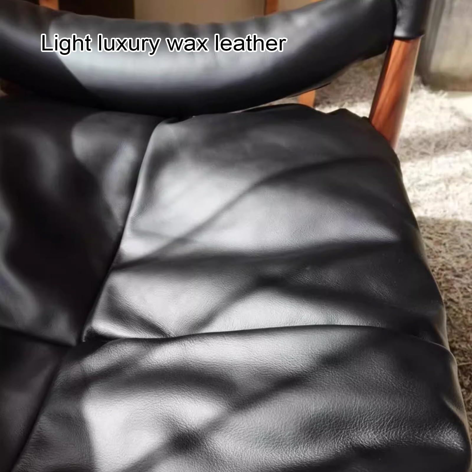 Fotele do Salonu Retro z Ruchomymi Podłokietnikami Fotel Jednoosobowy ze Skóry Woskowanej z Nogami z Litego Drewna Fotel Relaksacyjny do Salonu, Sypialni, Biura(Black)
