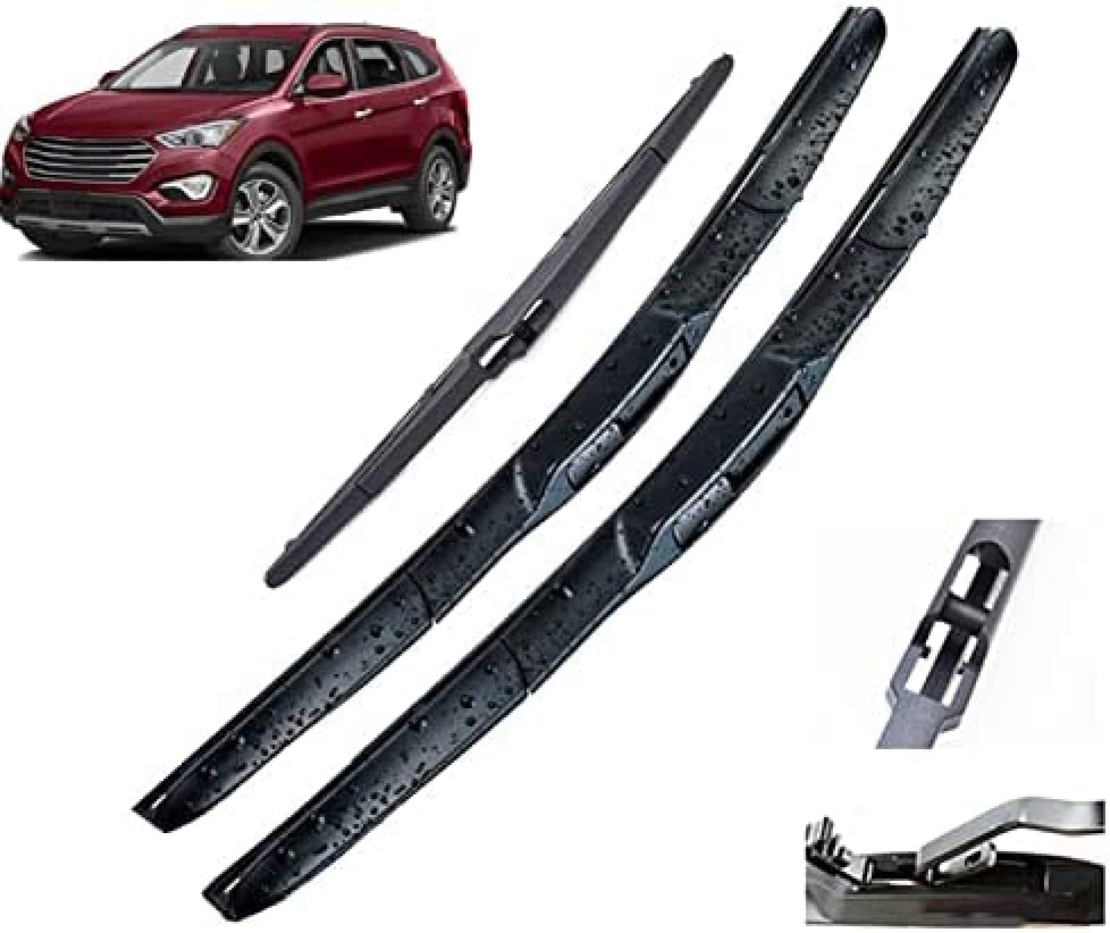26 "+ 14" + 13 "Lame tergicristallo Anteriori e Posteriori Set Kit Parabrezza tergicristallo per Auto, per Hyundai, per Santa Fe DM 2012-2017