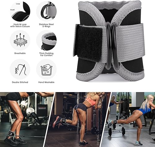 Miniatura 2 de Bandas de resistencia de tobillo con puños, bandas de tobillo para entrenamiento, bandas de resistencia de piernas para mujeres y hombres, bandas de