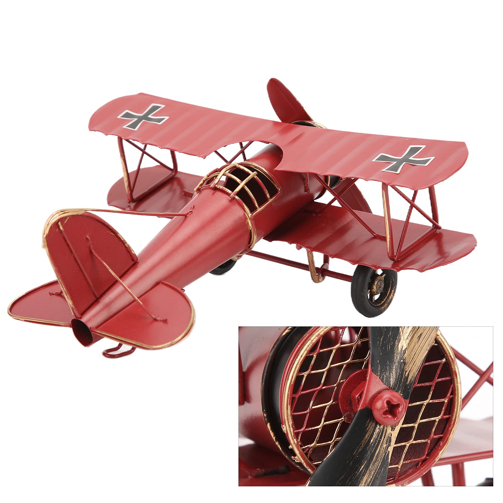 Ausla Modello di Aeroplano retrò in Metallo, Modello di Aeroplano con Catena Sospesa, per la Decorazione e Il della Casa o del Bar (Rosso)