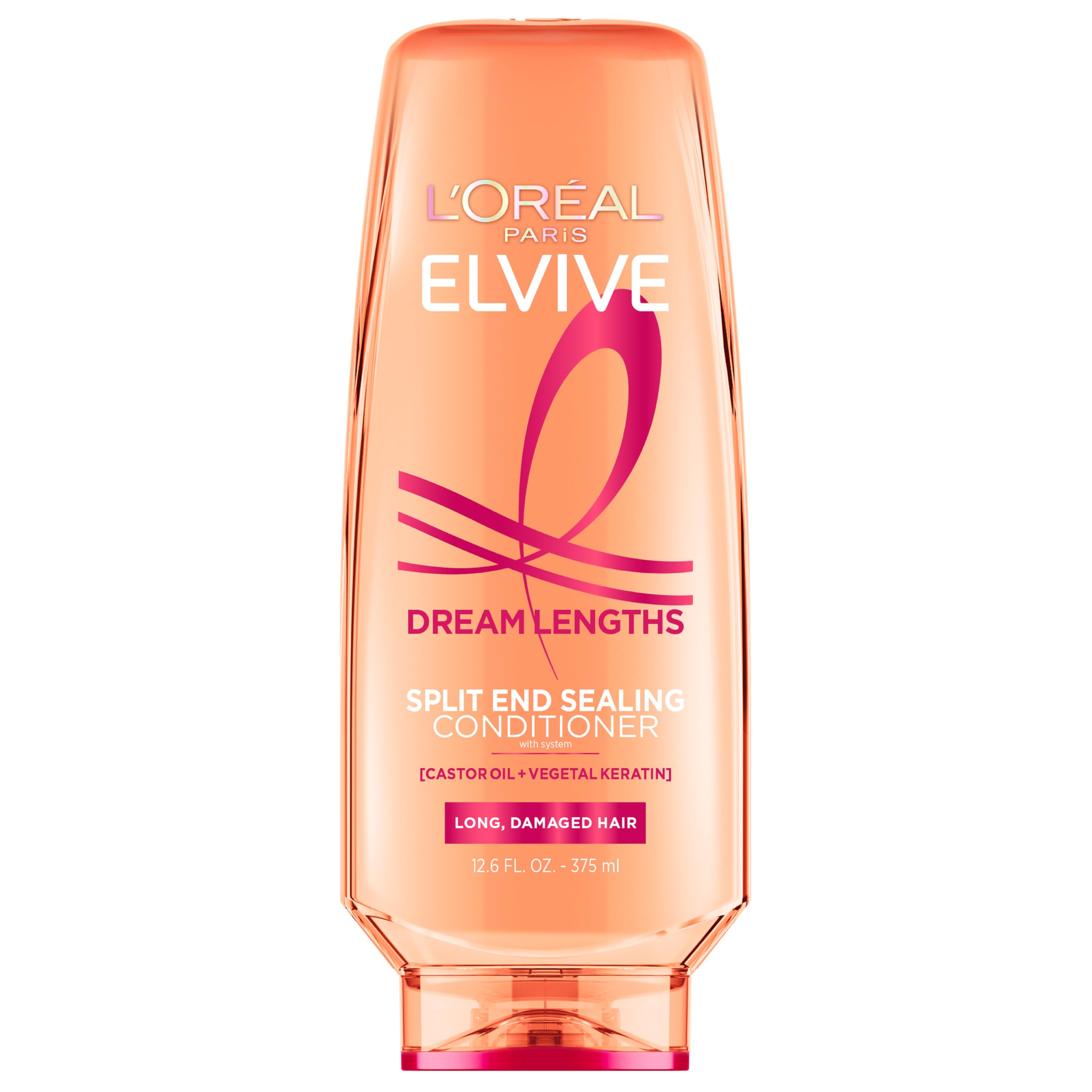 L'Oreal Paris Elvive Dream Lengths Super Detangling Conditioner with Fine Castor Oil and Vitamins B3 and B5 for Long, Damaged Hair, Instantly Detangles to Reduce Breakage With System, 12.6 Fl Oz