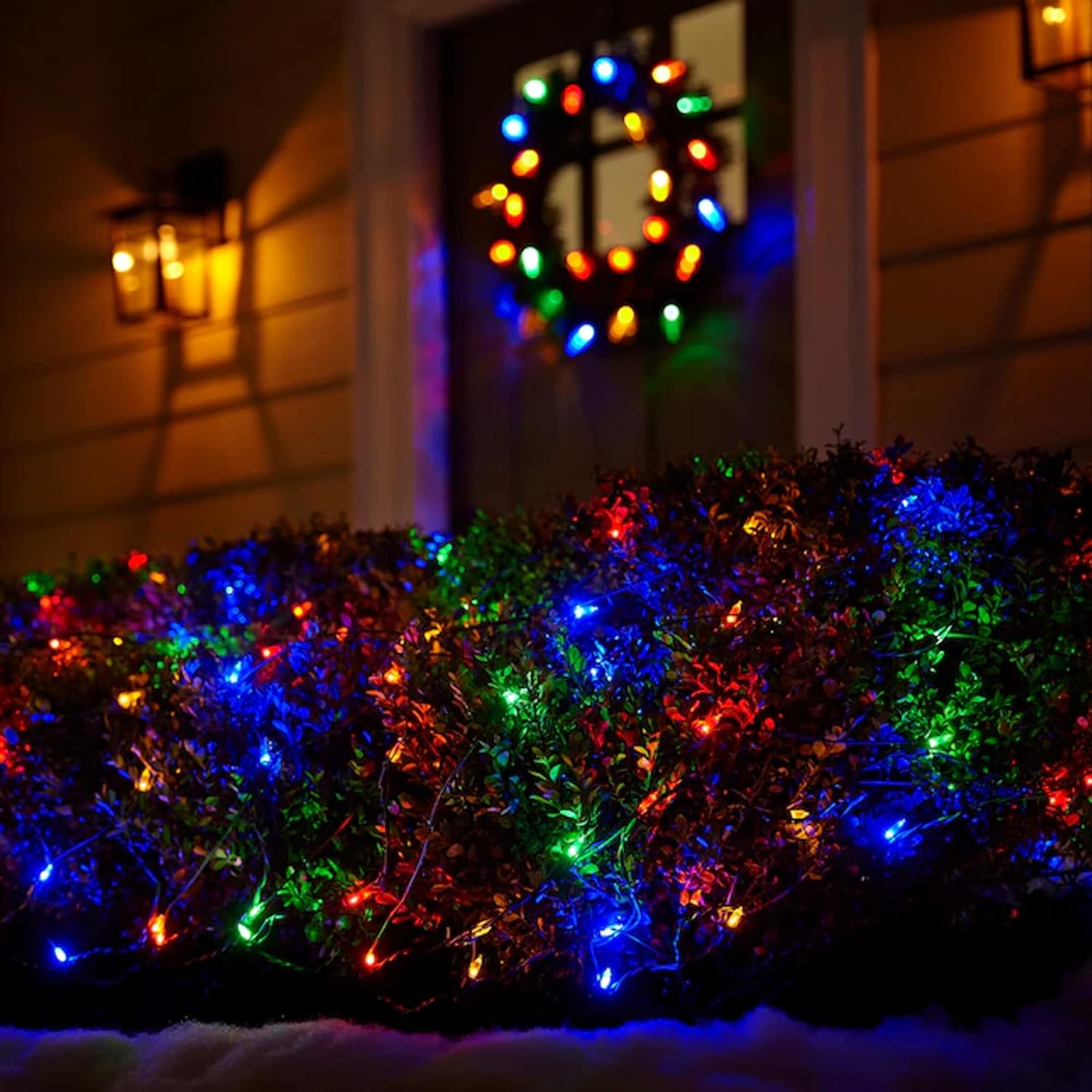 Outdoor Christmas Lights, 360 LED 12FT x 5FT Waterproof Seasonal Net Lights Outdoor Plug in with 8 Modes, Multi-Colored Christmas Mesh Light Decorations for Xmas Indoor Tree Bush Yard Home Decor