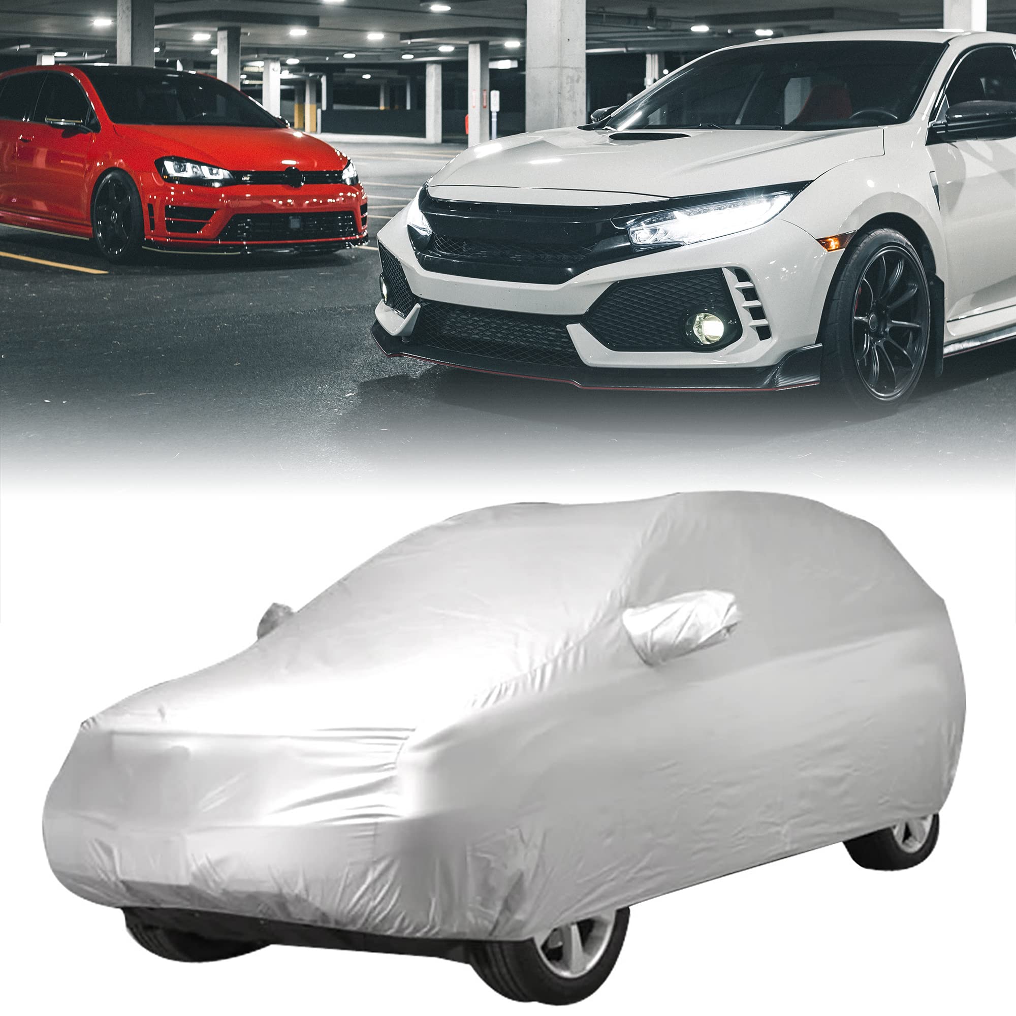 sourcingmap XL Car Cover Sun UV Rain Resistant Protection 5.25M x 1.9M x 1.55M, Silver Tone, 32 x 23 x 6 cm - Image 2
