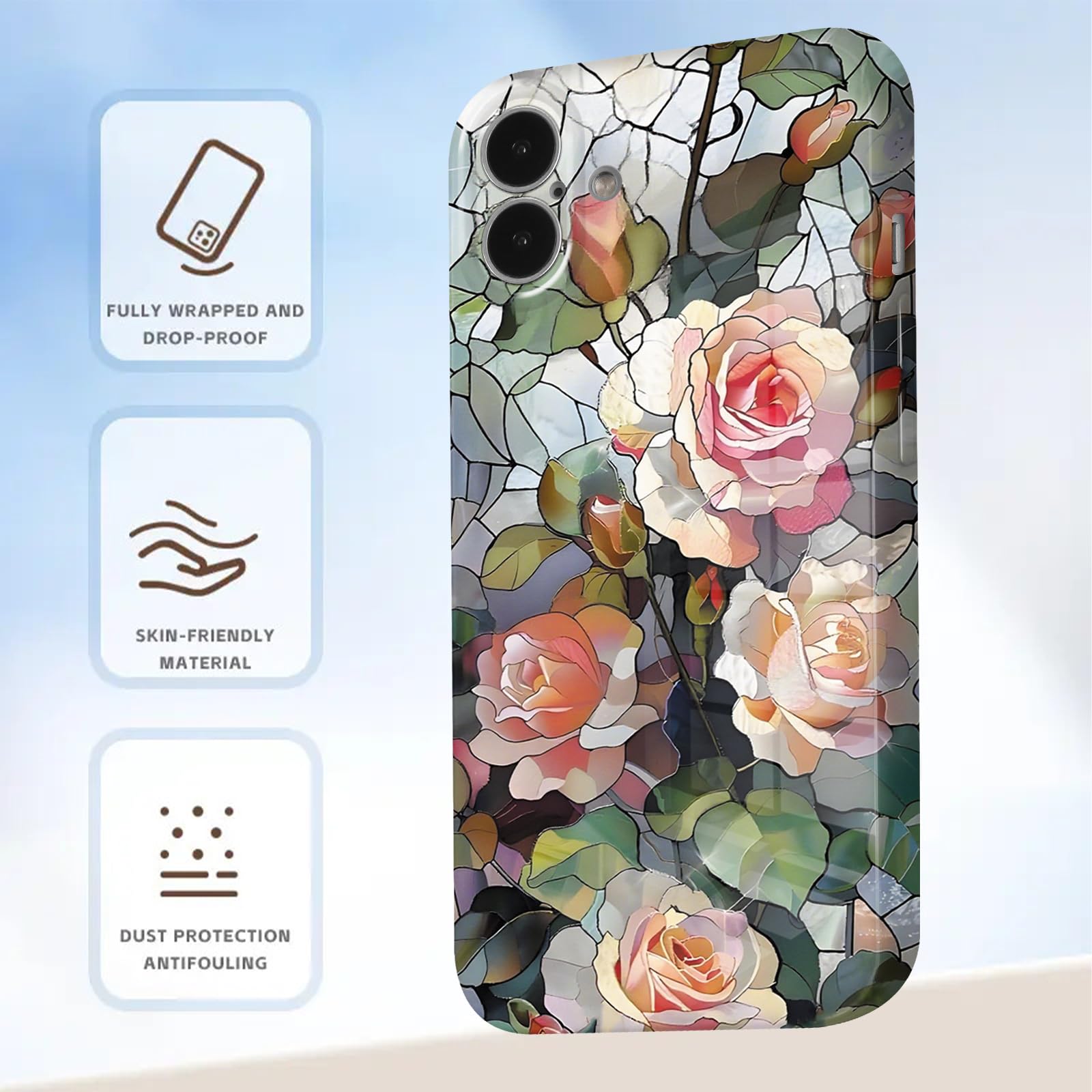 Coque IPhone 16 Pro Max Avec Cordon Réglable - Housse Silicone TPU Antichoc Rose, Collier Aesthetic Et Lanyard Pratique