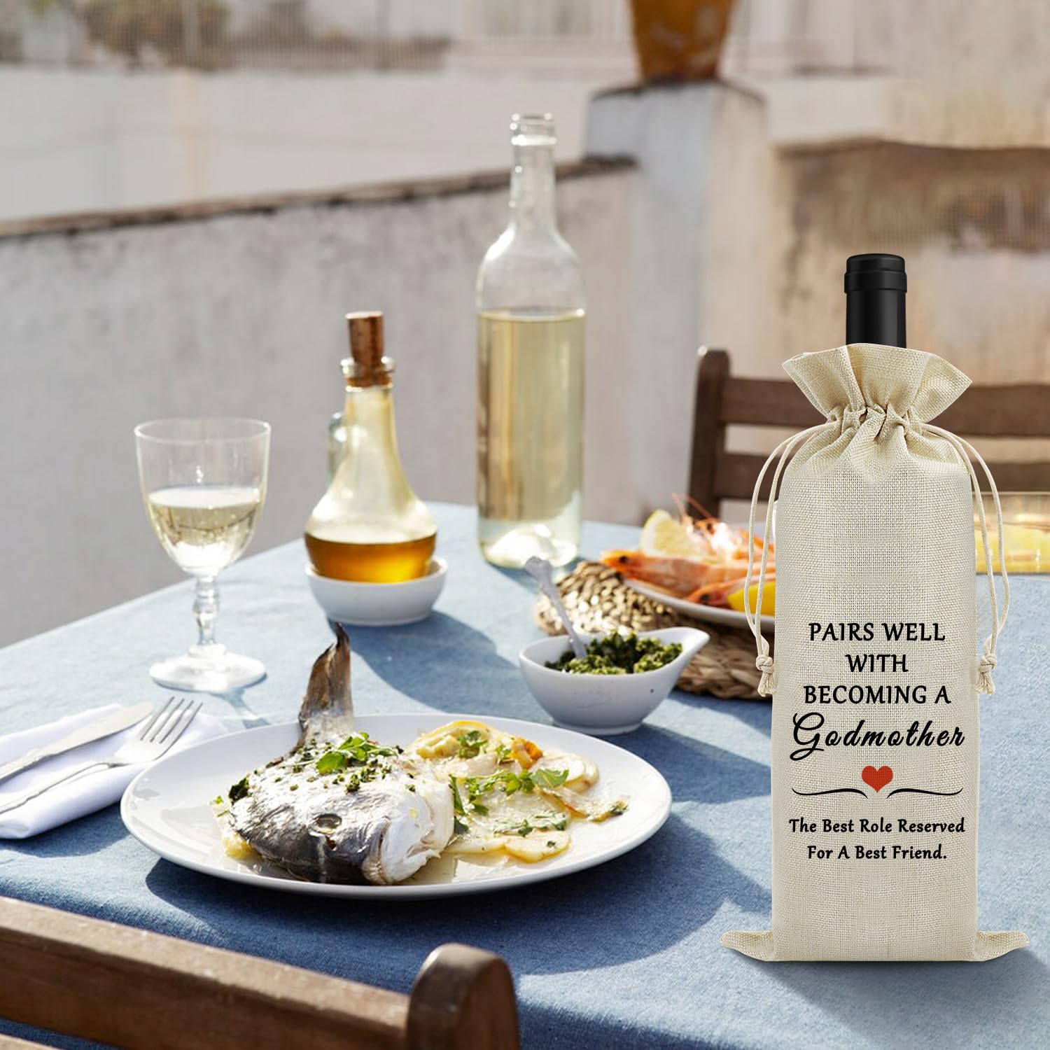 Godmother Gifts Wine Bags Baptism Gift for Best Aunts Friend Sister Godmother Proposal Gift Christening Gift for Godmother Wine Bottle Bag First Communion Gifts for Godmother Mother's Day Gifts - Image 4