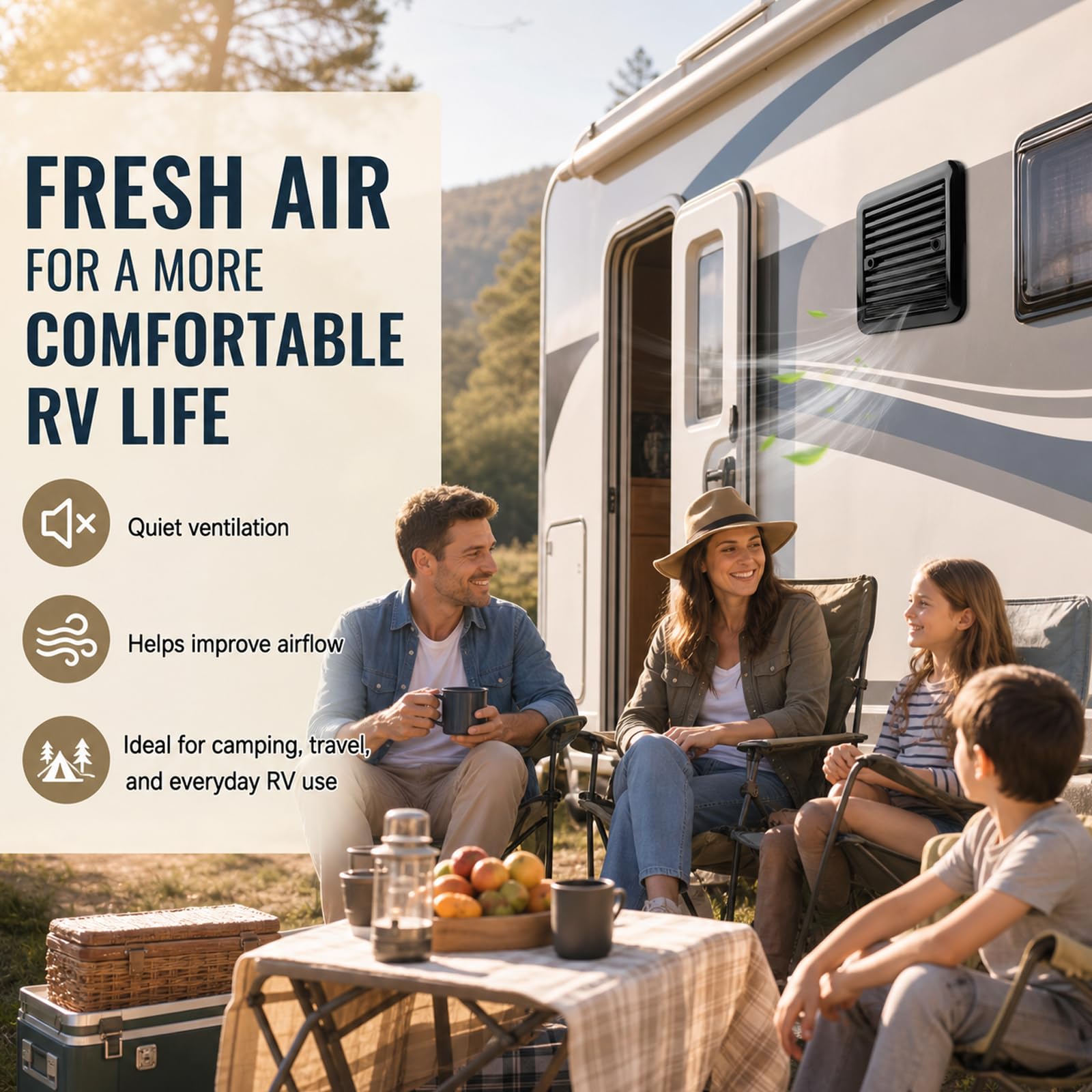 BYZESTY Ventilateur d'extraction pour Caravanes, Ventilateur D'extraction, Ventilateur D'aération Latéral pour Camping, Grille de Ventilation Latérale pour 12 V pour -cars et véhicules loisirs
