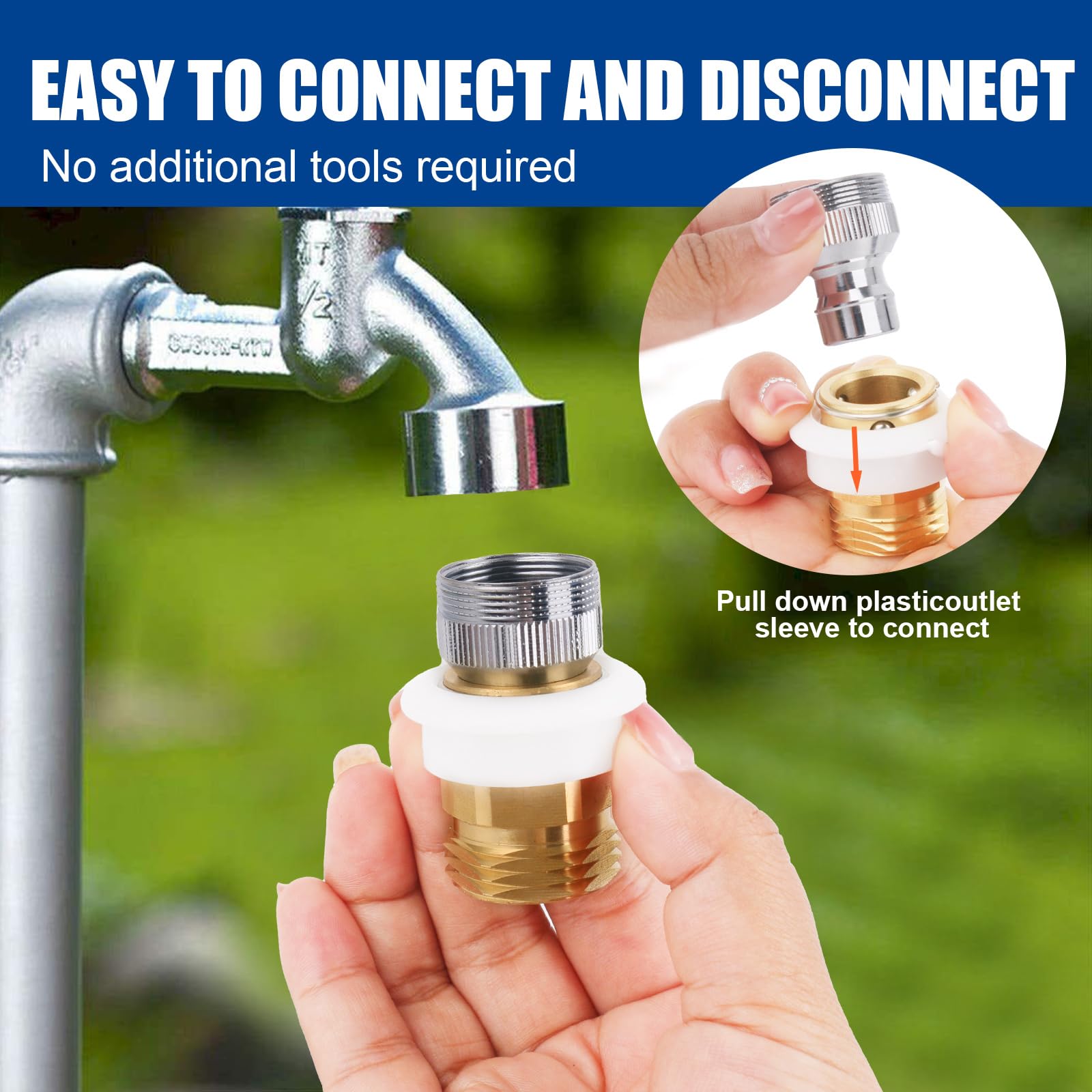Adaptador de acoplamiento a presión para lavavajillas, adaptador de aireador de conexión rápida para grifo de fregadero interior y exterior, adaptador de manguera de 15/16 a 27 M o 55/64 a 27 F x 3/4