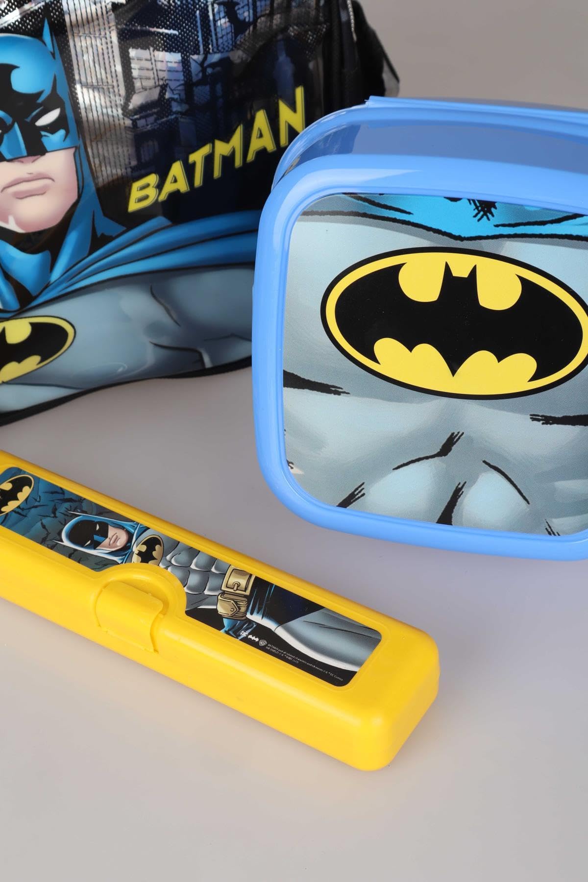 Dekomus Yeni Sezon Lisanslı Batman Beslenme Çantası,Matara,Diş Fırçası Kutusu Ve Beslenme Kabı Yemek Seti