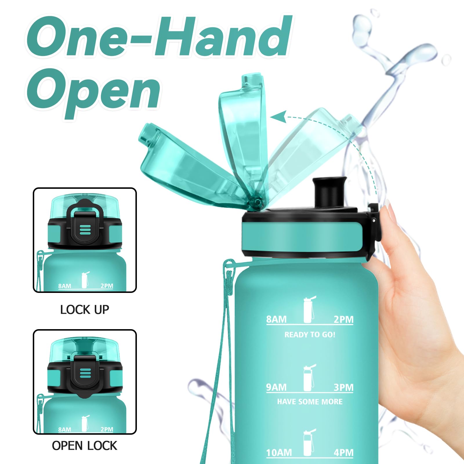 Borraccia 500ml, Borraccia Motivazionale con Filtro, Borracce senza BPA, a Prova di Perdite, Bottiglia Acqua Adulto, per Sportiva, Bici, Viaggio, Corsa, Yoga, Ufficio, Scuola - 4