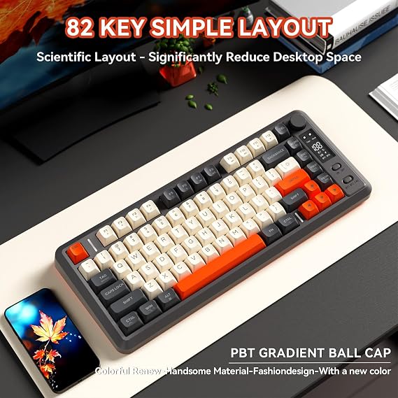 FREEWOLF M75 82keys Compact PBT Gradient Keycap Wireless Keyboard - Shimmer